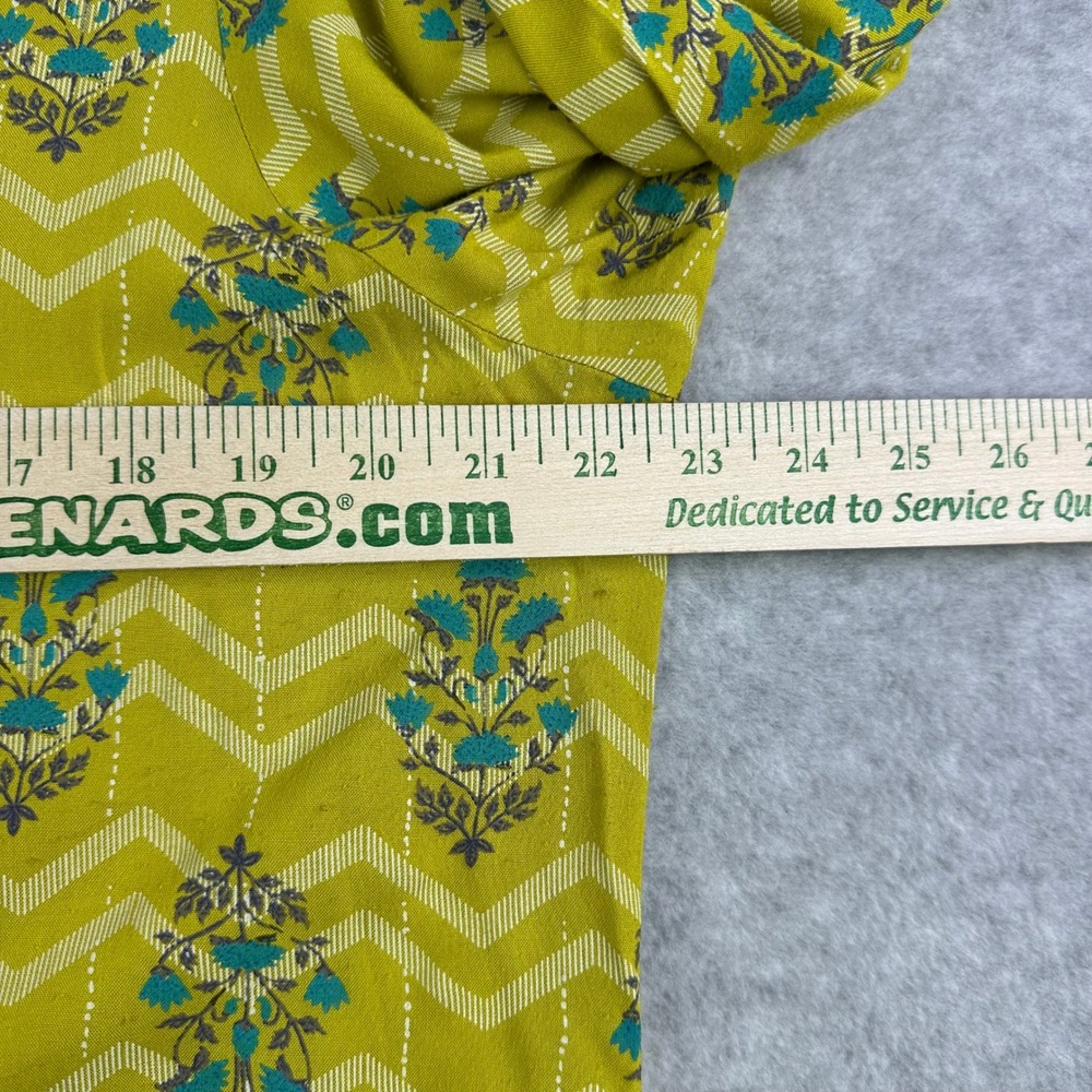 Avaasa Yellow Floral Chevron Kurti Tunic Dress XXL Lagenlook Roll Sleeve Boho - Picture 5 of 16